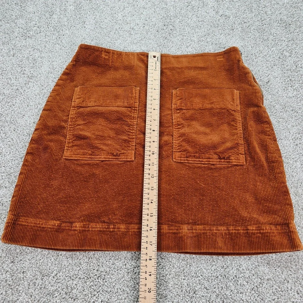 Free‎ Assembly Corduroy A-Line Mini Skirt Rust Orange Side Zip Pockets Size M